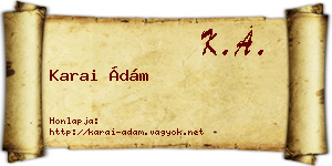 Karai Ádám névjegykártya